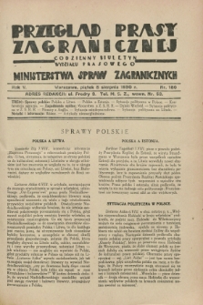 Przegląd Prasy Zagranicznej : codzienny biuletyn Wydziału Prasowego Ministerstwa Spraw Zagranicznych. R.5, nr 180 (8 sierpnia 1930)