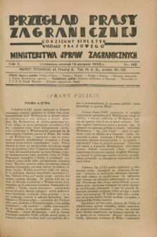 Przegląd Prasy Zagranicznej : codzienny biuletyn Wydziału Prasowego Ministerstwa Spraw Zagranicznych. R.5, nr 183 (12 sierpnia 1930)