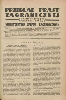 Przegląd Prasy Zagranicznej : codzienny biuletyn Wydziału Prasowego Ministerstwa Spraw Zagranicznych. R.5, nr 190 (21 sierpnia 1930)