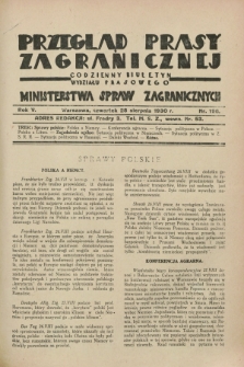 Przegląd Prasy Zagranicznej : codzienny biuletyn Wydziału Prasowego Ministerstwa Spraw Zagranicznych. R.5, nr 196 (28 sierpnia 1930)