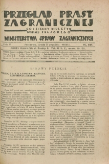 Przegląd Prasy Zagranicznej : codzienny biuletyn Wydziału Prasowego Ministerstwa Spraw Zagranicznych. R.5, nr 201 (3 września 1930)