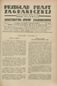 Przegląd Prasy Zagranicznej : codzienny biuletyn Wydziału Prasowego Ministerstwa Spraw Zagranicznych. R.5, nr 208 (11 września 1930)