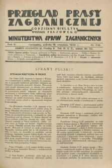 Przegląd Prasy Zagranicznej : codzienny biuletyn Wydziału Prasowego Ministerstwa Spraw Zagranicznych. R.5, nr 210 (13 września 1930)