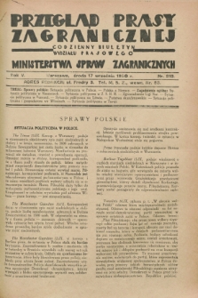 Przegląd Prasy Zagranicznej : codzienny biuletyn Wydziału Prasowego Ministerstwa Spraw Zagranicznych. R.5, nr 213 (17 września 1930)