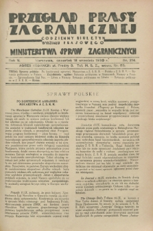 Przegląd Prasy Zagranicznej : codzienny biuletyn Wydziału Prasowego Ministerstwa Spraw Zagranicznych. R.5, nr 214 (18 września 1930)