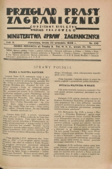 Przegląd Prasy Zagranicznej : codzienny biuletyn Wydziału Prasowego Ministerstwa Spraw Zagranicznych. R.5, nr 219 (24 września 1930)