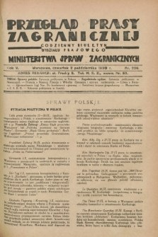 Przegląd Prasy Zagranicznej : codzienny biuletyn Wydziału Prasowego Ministerstwa Spraw Zagranicznych. R.5, nr 226 (2 października 1930)