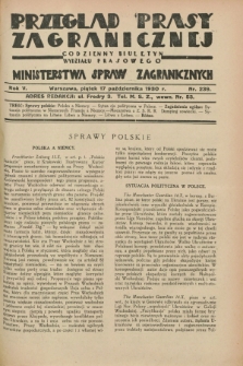 Przegląd Prasy Zagranicznej : codzienny biuletyn Wydziału Prasowego Ministerstwa Spraw Zagranicznych. R.5, nr 239 (17 października 1930)