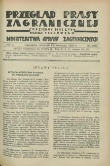 Przegląd Prasy Zagranicznej : codzienny biuletyn Wydziału Prasowego Ministerstwa Spraw Zagranicznych. R.5, nr 266 (20 listopada 1930)