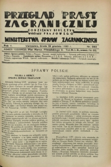 Przegląd Prasy Zagranicznej : codzienny biuletyn Wydziału Prasowego Ministerstwa Spraw Zagranicznych. R.5, nr 282 (10 grudnia 1930)