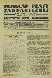 Przegląd Prasy Zagranicznej : codzienny biuletyn Wydziału Prasowego Ministerstwa Spraw Zagranicznych. R.6, nr 119 (27 maja 1931)