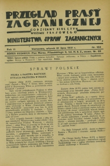 Przegląd Prasy Zagranicznej : codzienny biuletyn Wydziału Prasowego Ministerstwa Spraw Zagranicznych. R.6, nr 164 (21 lipca 1931)