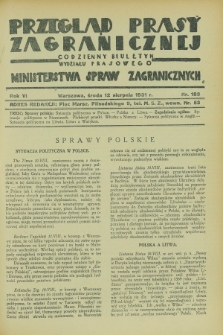 Przegląd Prasy Zagranicznej : codzienny biuletyn Wydziału Prasowego Ministerstwa Spraw Zagranicznych. R.6, nr 183 (12 sierpnia 1931)