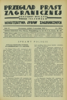 Przegląd Prasy Zagranicznej : codzienny biuletyn Wydziału Prasowego Ministerstwa Spraw Zagranicznych. R.6, nr 202 (4 września 1931)