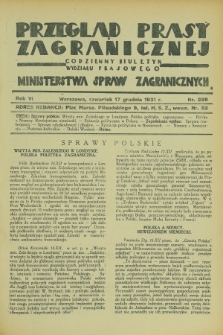 Przegląd Prasy Zagranicznej : codzienny biuletyn Wydziału Prasowego Ministerstwa Spraw Zagranicznych. R.6, nr 289 (17 grudnia 1931)