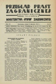 Przegląd Prasy Zagranicznej : codzienny biuletyn Wydziału Prasowego Ministerstwa Spraw Zagranicznych. R.7, nr 9 (13 stycznia 1932)