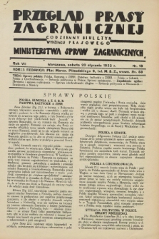 Przegląd Prasy Zagranicznej : codzienny biuletyn Wydziału Prasowego Ministerstwa Spraw Zagranicznych. R.7, nr 18 (23 stycznia 1932)