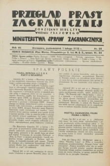 Przegląd Prasy Zagranicznej : codzienny biuletyn Wydziału Prasowego Ministerstwa Spraw Zagranicznych. R.7, nr 25 (1 lutego 1932)