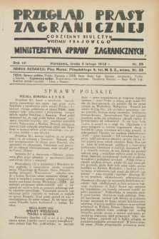 Przegląd Prasy Zagranicznej : codzienny biuletyn Wydziału Prasowego Ministerstwa Spraw Zagranicznych. R.7, nr 26 (3 lutego 1932)