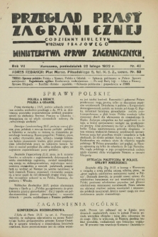 Przegląd Prasy Zagranicznej : codzienny biuletyn Wydziału Prasowego Ministerstwa Spraw Zagranicznych. R.7, nr 42 (22 lutego 1932)