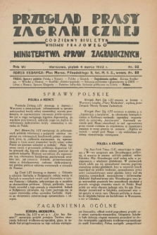 Przegląd Prasy Zagranicznej : codzienny biuletyn Wydziału Prasowego Ministerstwa Spraw Zagranicznych. R.7, nr 52 (4 marca 1932)