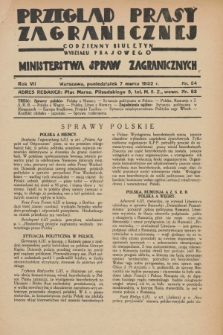 Przegląd Prasy Zagranicznej : codzienny biuletyn Wydziału Prasowego Ministerstwa Spraw Zagranicznych. R.7, nr 54 (7 marca 1932)