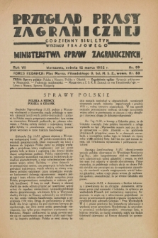 Przegląd Prasy Zagranicznej : codzienny biuletyn Wydziału Prasowego Ministerstwa Spraw Zagranicznych. R.7, nr 59 (12 marca 1932)