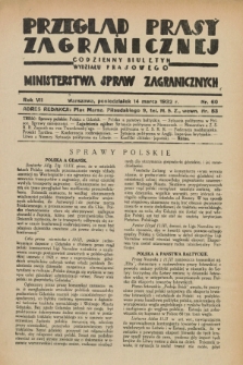 Przegląd Prasy Zagranicznej : codzienny biuletyn Wydziału Prasowego Ministerstwa Spraw Zagranicznych. R.7, nr 60 (14 marca 1932)