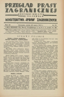 Przegląd Prasy Zagranicznej : codzienny biuletyn Wydziału Prasowego Ministerstwa Spraw Zagranicznych. R.7, nr 70 (25 marca 1932)