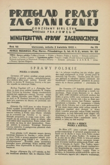 Przegląd Prasy Zagranicznej : codzienny biuletyn Wydziału Prasowego Ministerstwa Spraw Zagranicznych. R.7, nr 75 (2 kwietnia 1932)