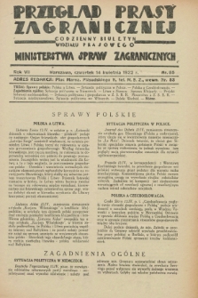 Przegląd Prasy Zagranicznej : codzienny biuletyn Wydziału Prasowego Ministerstwa Spraw Zagranicznych. R.7, nr 85 (14 kwietnia 1932)