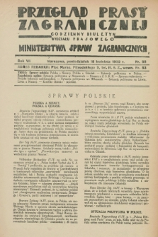 Przegląd Prasy Zagranicznej : codzienny biuletyn Wydziału Prasowego Ministerstwa Spraw Zagranicznych. R.7, nr 88 (18 kwietnia 1932)