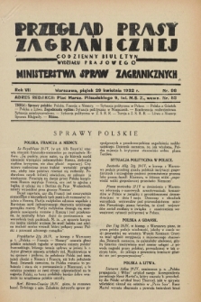 Przegląd Prasy Zagranicznej : codzienny biuletyn Wydziału Prasowego Ministerstwa Spraw Zagranicznych. R.7, nr 98 (29 kwietnia 1932)