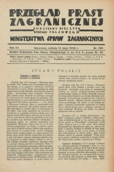 Przegląd Prasy Zagranicznej : codzienny biuletyn Wydziału Prasowego Ministerstwa Spraw Zagranicznych. R.7, nr 109 (14 maja 1932)