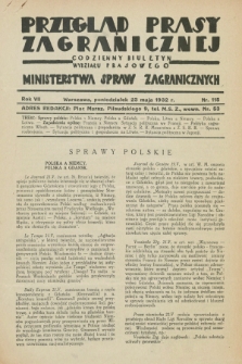 Przegląd Prasy Zagranicznej : codzienny biuletyn Wydziału Prasowego Ministerstwa Spraw Zagranicznych. R.7, nr 115 (23 maja 1932)