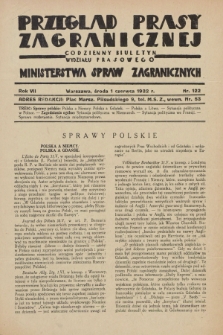 Przegląd Prasy Zagranicznej : codzienny biuletyn Wydziału Prasowego Ministerstwa Spraw Zagranicznych. R.7, nr 122 (1 czerwca 1932)