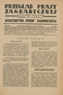 Przegląd Prasy Zagranicznej : codzienny biuletyn Wydziału Prasowego Ministerstwa Spraw Zagranicznych. R.7, nr 125 (4 czerwca 1932)