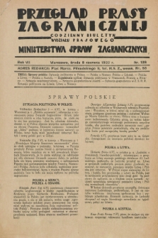 Przegląd Prasy Zagranicznej : codzienny biuletyn Wydziału Prasowego Ministerstwa Spraw Zagranicznych. R.7, nr 128 (8 czerwca 1932)