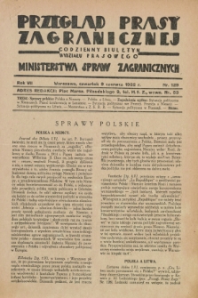 Przegląd Prasy Zagranicznej : codzienny biuletyn Wydziału Prasowego Ministerstwa Spraw Zagranicznych. R.7, nr 129 (9 czerwca 1932)