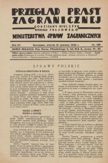 Przegląd Prasy Zagranicznej : codzienny biuletyn Wydziału Prasowego Ministerstwa Spraw Zagranicznych. R.7, nr 139 (21 czerwca 1932)