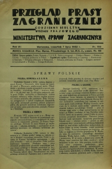 Przegląd Prasy Zagranicznej : codzienny biuletyn Wydziału Prasowego Ministerstwa Spraw Zagranicznych. R.7, nr 152 (7 lipca 1932)