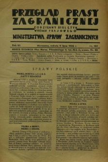 Przegląd Prasy Zagranicznej : codzienny biuletyn Wydziału Prasowego Ministerstwa Spraw Zagranicznych. R.7, nr 154 (9 lipca 1932)