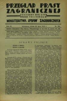 Przegląd Prasy Zagranicznej : codzienny biuletyn Wydziału Prasowego Ministerstwa Spraw Zagranicznych. R.7, nr 163 (20 lipca 1932)