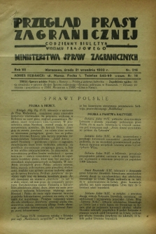 Przegląd Prasy Zagranicznej : codzienny biuletyn Wydziału Prasowego Ministerstwa Spraw Zagranicznych. R.7, nr 216 (21 września 1932)