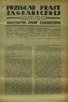 Przegląd Prasy Zagranicznej : codzienny biuletyn Wydziału Prasowego Ministerstwa Spraw Zagranicznych. R.7, nr 220 (26 września 1932)