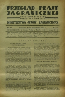 Przegląd Prasy Zagranicznej : codzienny biuletyn Wydziału Prasowego Ministerstwa Spraw Zagranicznych. R.7, nr 222 (28 września 1932)