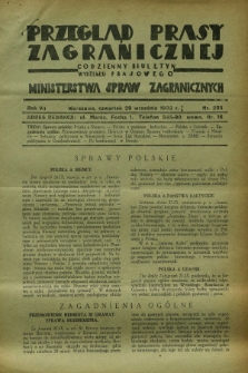 Przegląd Prasy Zagranicznej : codzienny biuletyn Wydziału Prasowego Ministerstwa Spraw Zagranicznych. R.7, nr 223 (29 września 1932)
