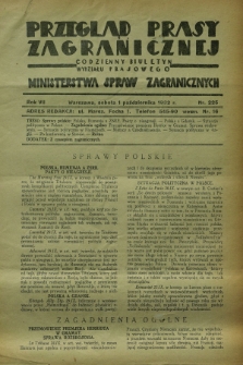 Przegląd Prasy Zagranicznej : codzienny biuletyn Wydziału Prasowego Ministerstwa Spraw Zagranicznych. R.7, nr 225 (1 października 1932) + dod.