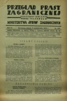 Przegląd Prasy Zagranicznej : codzienny biuletyn Wydziału Prasowego Ministerstwa Spraw Zagranicznych. R.7, nr 233 (11 października 1932)