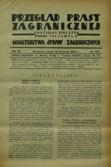 Przegląd Prasy Zagranicznej : codzienny biuletyn Wydziału Prasowego Ministerstwa Spraw Zagranicznych. R.7, nr 264 (18 listopada 1932)